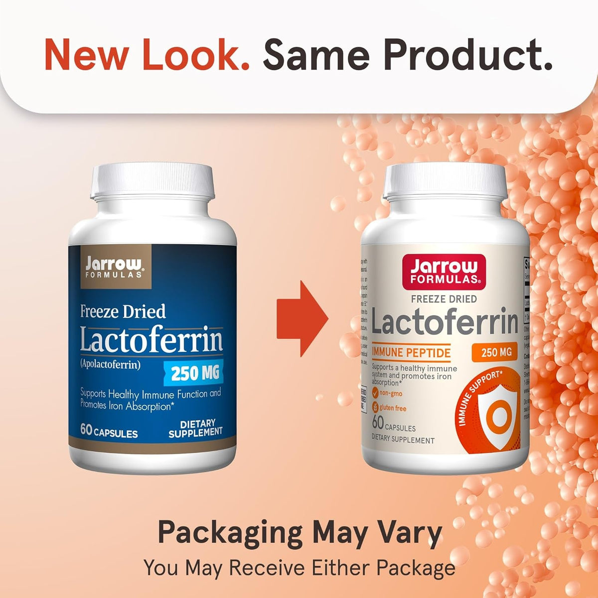 Jarrow Formulas Lactoferrin Supplements 250 Mg - Immune-Supporting Glycoprotein for Healthy Immune System Support & Iron Absorption - Freeze Dried, Gluten Free, Non-Gmo - 60 Capsules (Servings)