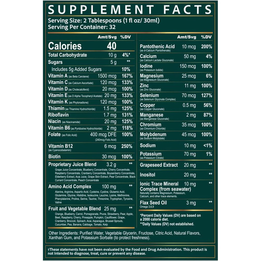 Wellgenix Balanced Essentials Liquid Multivitamin Dietary Supplement with Vitamins and Minerals – Berry Flavor – 32 Fl Oz