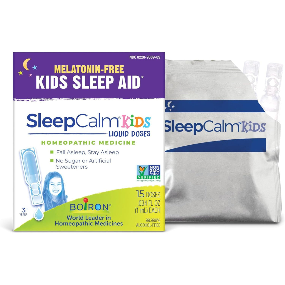 Boiron Sleepcalm Kids Liquid Doses Sleep Aid for Deep, Relaxing, Restful Nighttime Sleep - Melatonin-Free and Non Habit-Forming - 15 Count