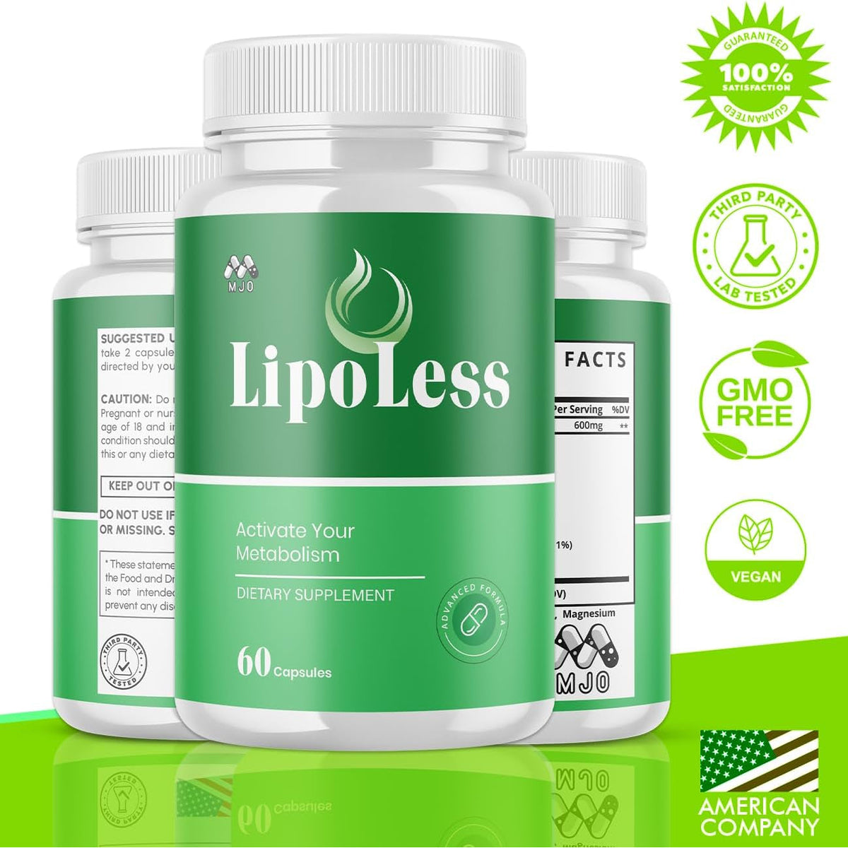 Lipoless Capsules, Official Lipo Less Supplement Pills with All Natural Ingredients, Advanced Formula for Optimal Health & Wellness Support with Premium Vitamins for Active Women & Men (60 Capsules)