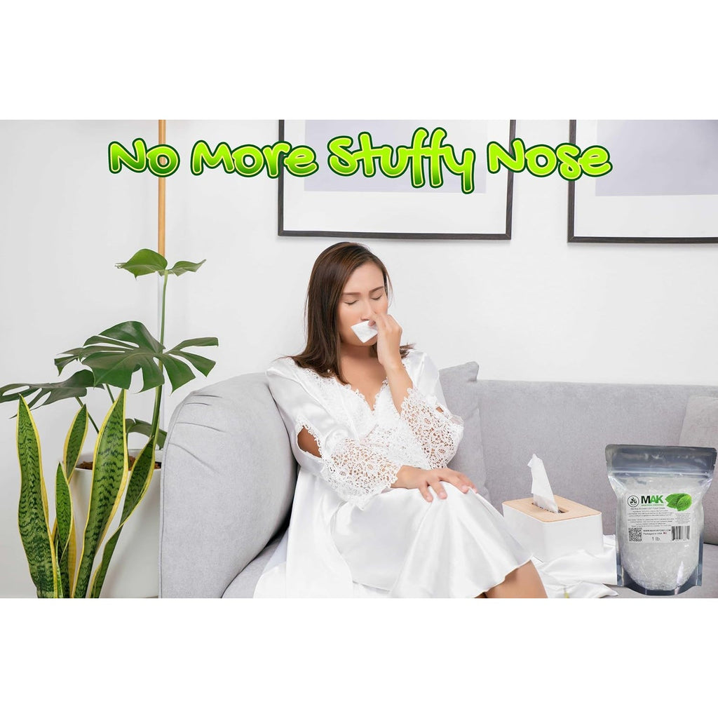 Mak Menthol Crystal 1 LB - Pure Organic 100% Natural - Menthol Crystals from Mint Crystal Mints Mentha Arvensis - Comes in Resealable Standup Bag for Long-Lasting Freshness