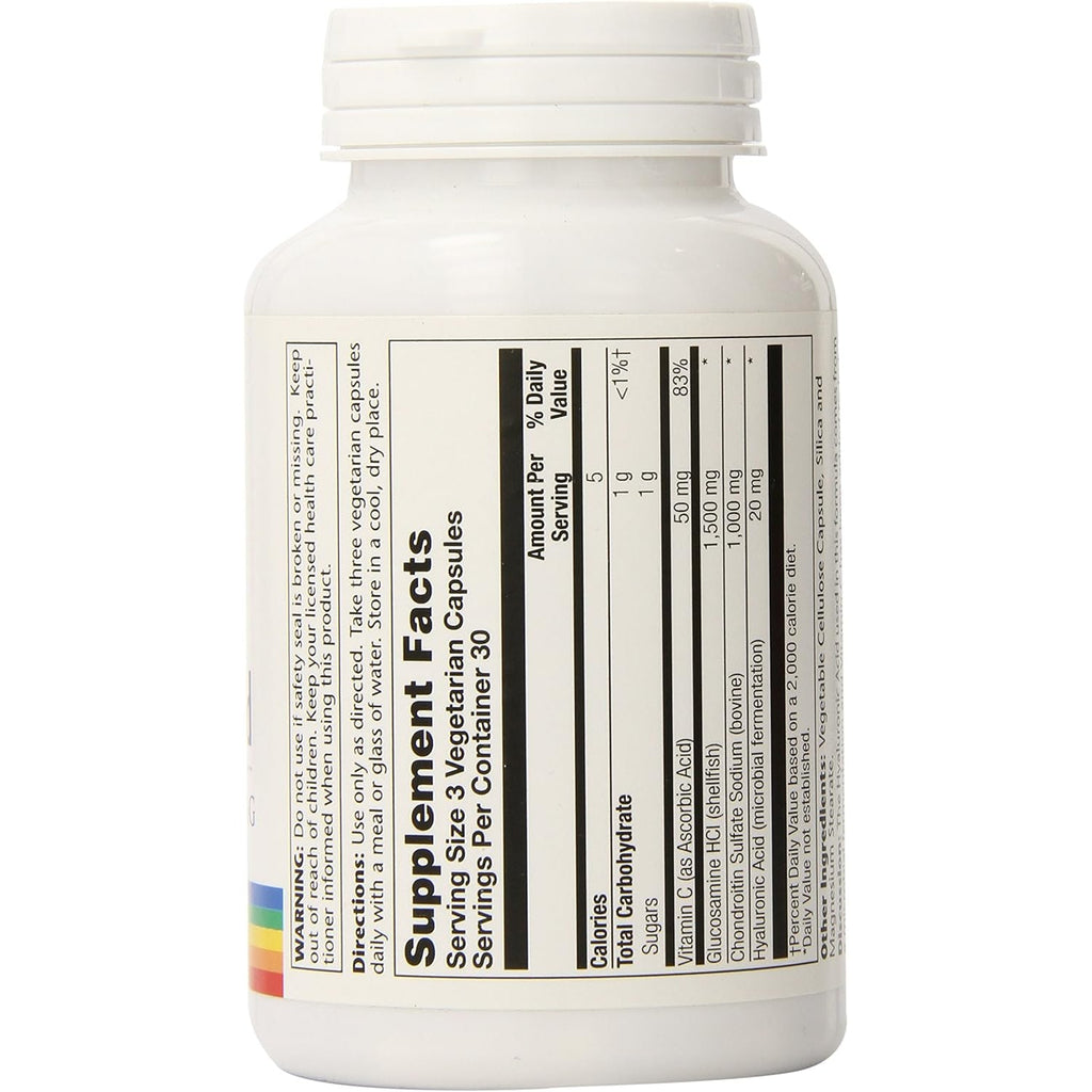 SOLARAY Glucosamine Chondroitin and Hyaluronic Acid, 1500Mg/1000Mg/20Mg 90 Capsules