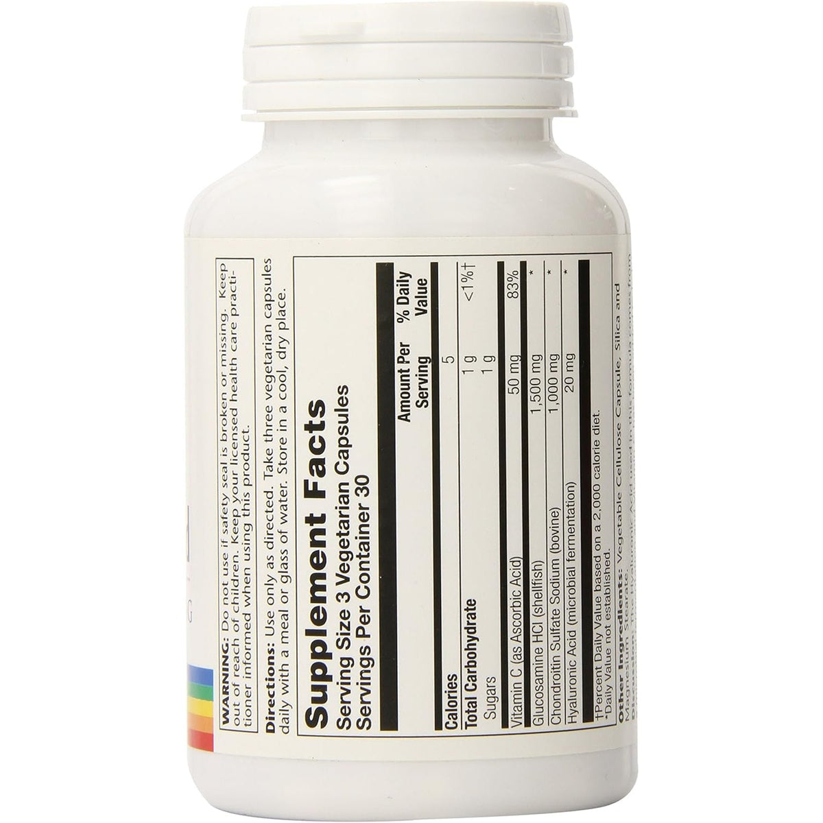 SOLARAY Glucosamine Chondroitin and Hyaluronic Acid, 1500Mg/1000Mg/20Mg 90 Capsules