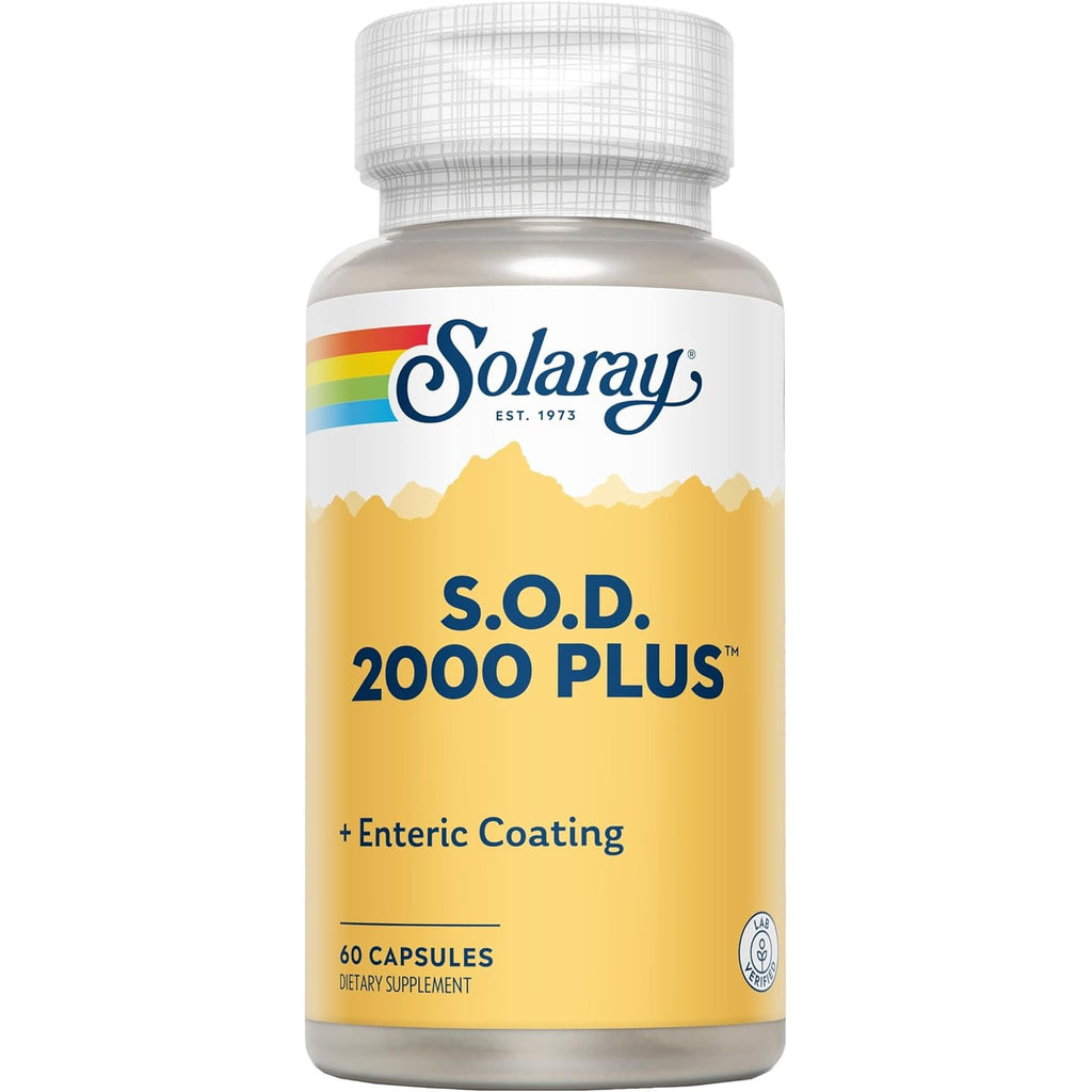 SOLARAY S.O.D. 2000 plus - Superoxide Dismutase (SOD) and Catalase Antioxidant Supplement, Wellness Support - W/Green Tea Extract, Calcium, Rosemary, Grape Seed Extract, 60-Day Guarantee, 100 Servings