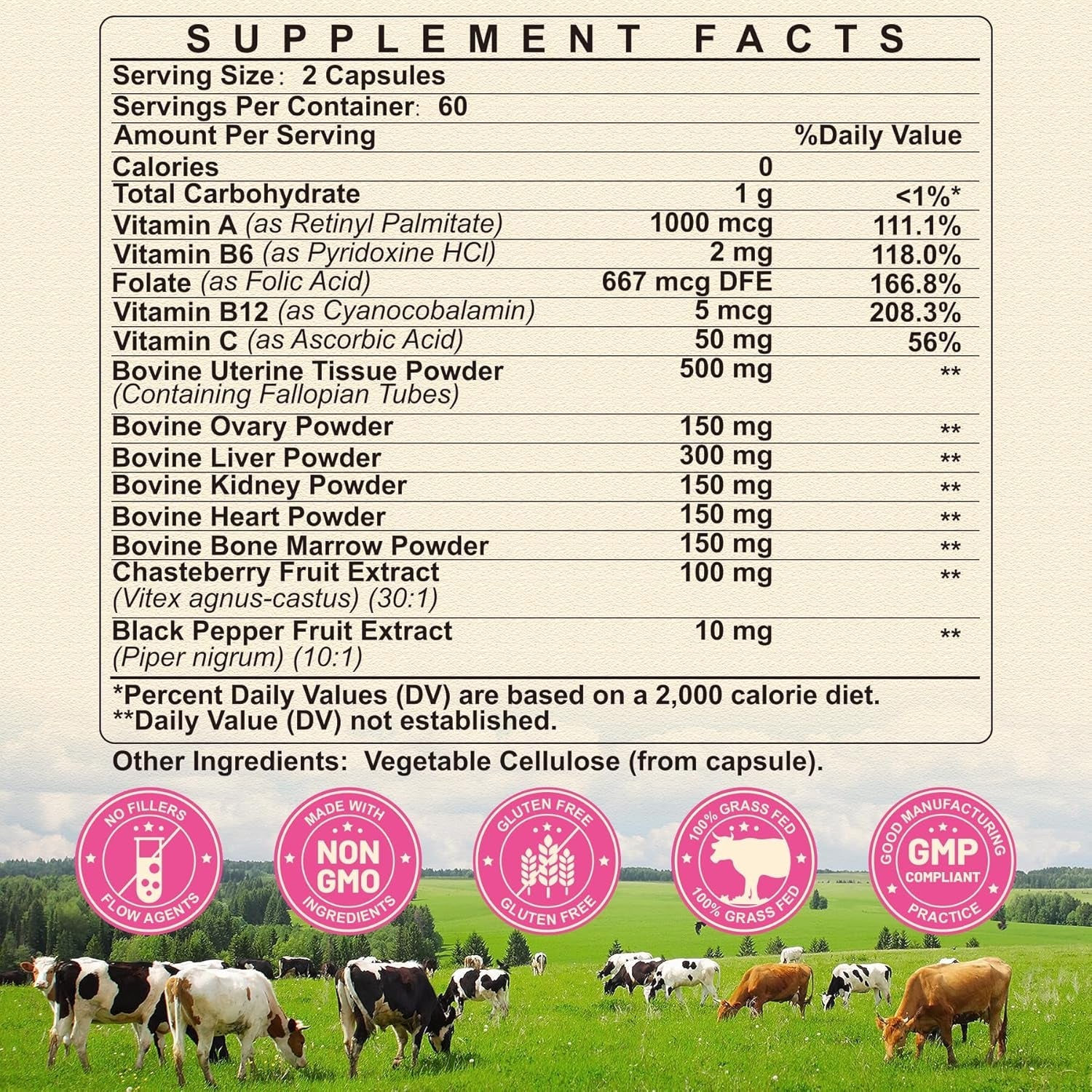 Beef Organ Supplement for Women - Beef Liver, Kidney, Heart, Uterus Tissue, Ovary | Supports Women'S Overall Energy and Wellness | Grass Fed, Pasture Raised in New Zealand, 120Ct,1P
