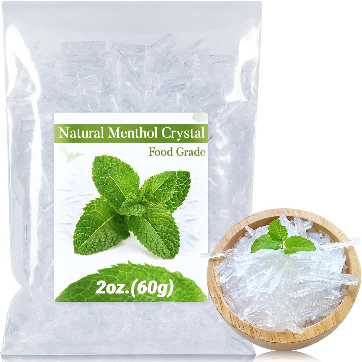 MAQIHAN 2Oz Menthol Crystal Bulk - Menthol Crystals Organic Mentol Cristal for Shower Steamer Aromatherapy Vapo Tablet Making Colds Restore Congestion Relief Peppermint Essential Oil Making