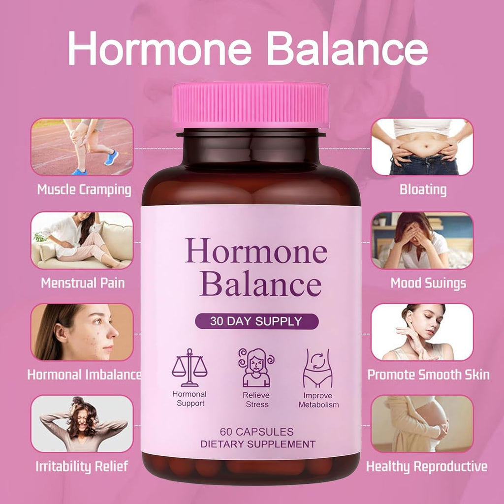 Hormone Balance for Women | Dietary Supplement, Supports Healthy Cortisol Levels & Stress Relief | Mood, Sleep, Energy | Ashwagandha, Ginseng, Maca | 60 Capsules
