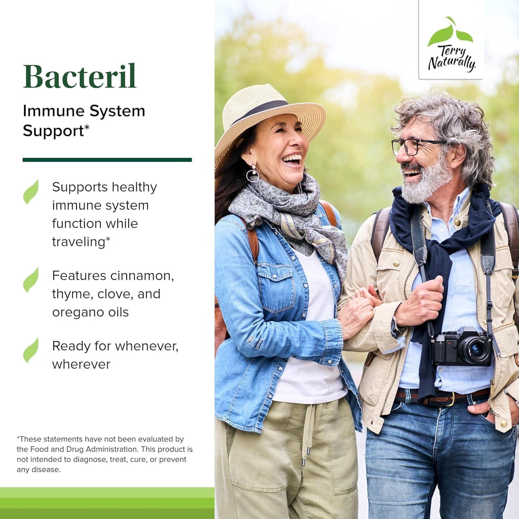 Terry Naturally Bacteril - Intestinal Support Supplement with Clove, Cinnamon, Thyme & Oregano - Immune Support Supplement with Antioxidant Support - Intestinal Support - 30 Softgels