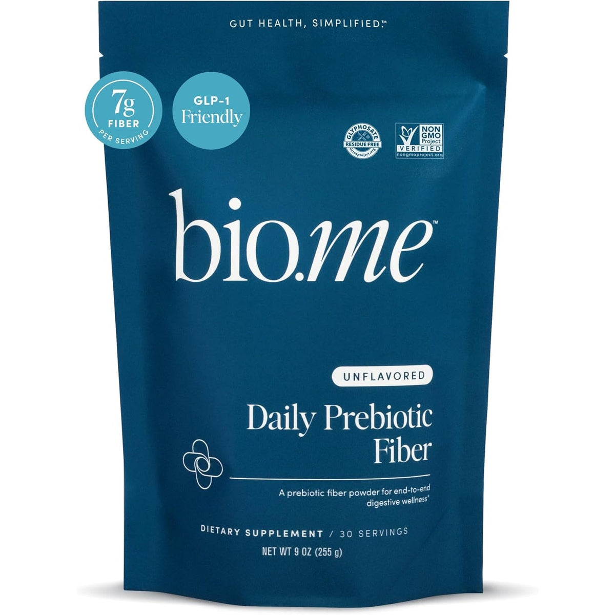 Bio.Me Daily Prebiotic Fiber Powder Unflavored - 7G per Serving - Soluble & Insoluble Fiber Supplement Powder for Women & Men - Digestive Health & Gut Health - GLP-1 Friendly, Sugar Free - 30 Servings