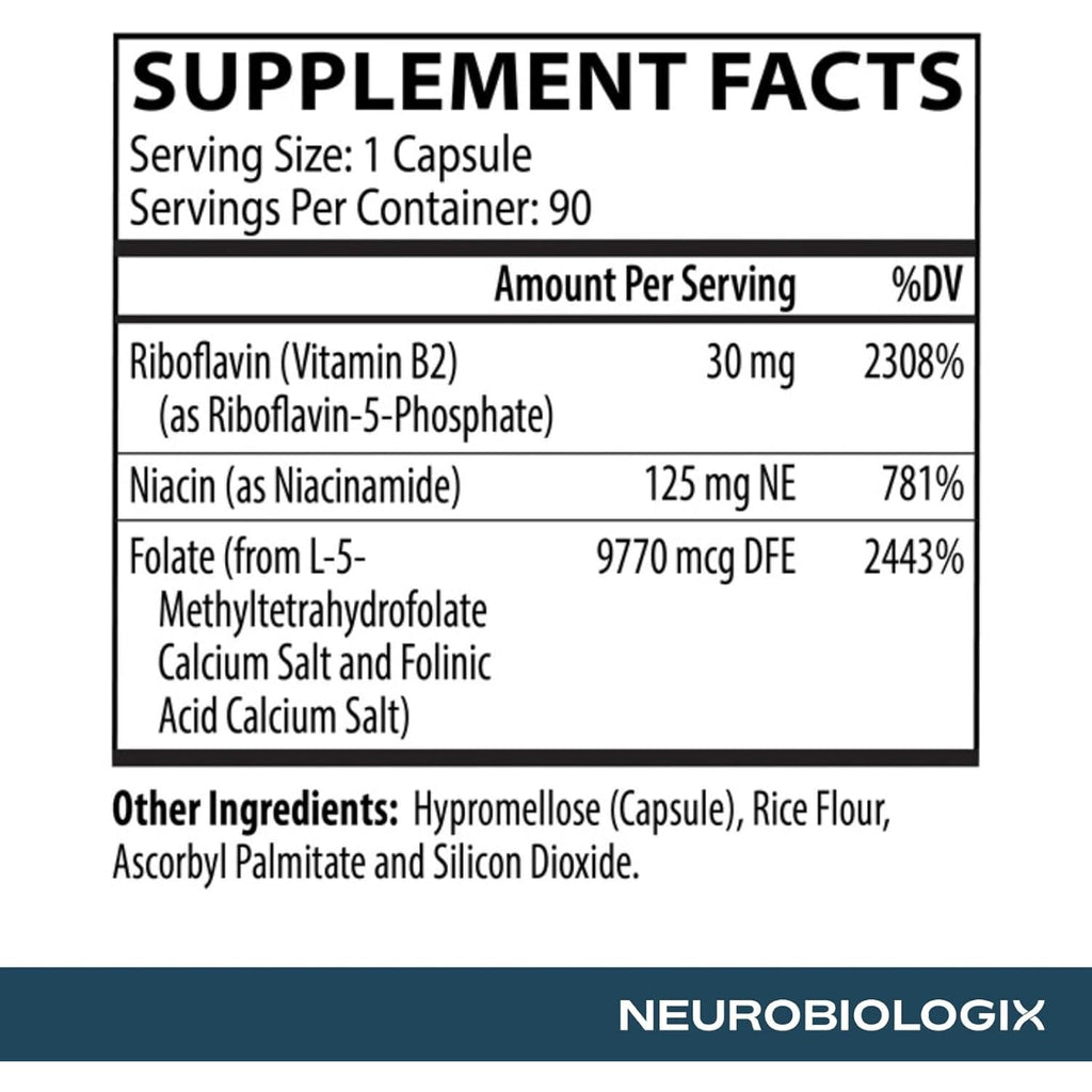 Neurobiologix Methyl Folate Plus, Advanced Blend of L-5 Methylfolate, Folinic Acid & B Vitamins, Supports Healthy Methylation, Brain & Heart Function for Men & Women, Gluten Free, 90 Capsules