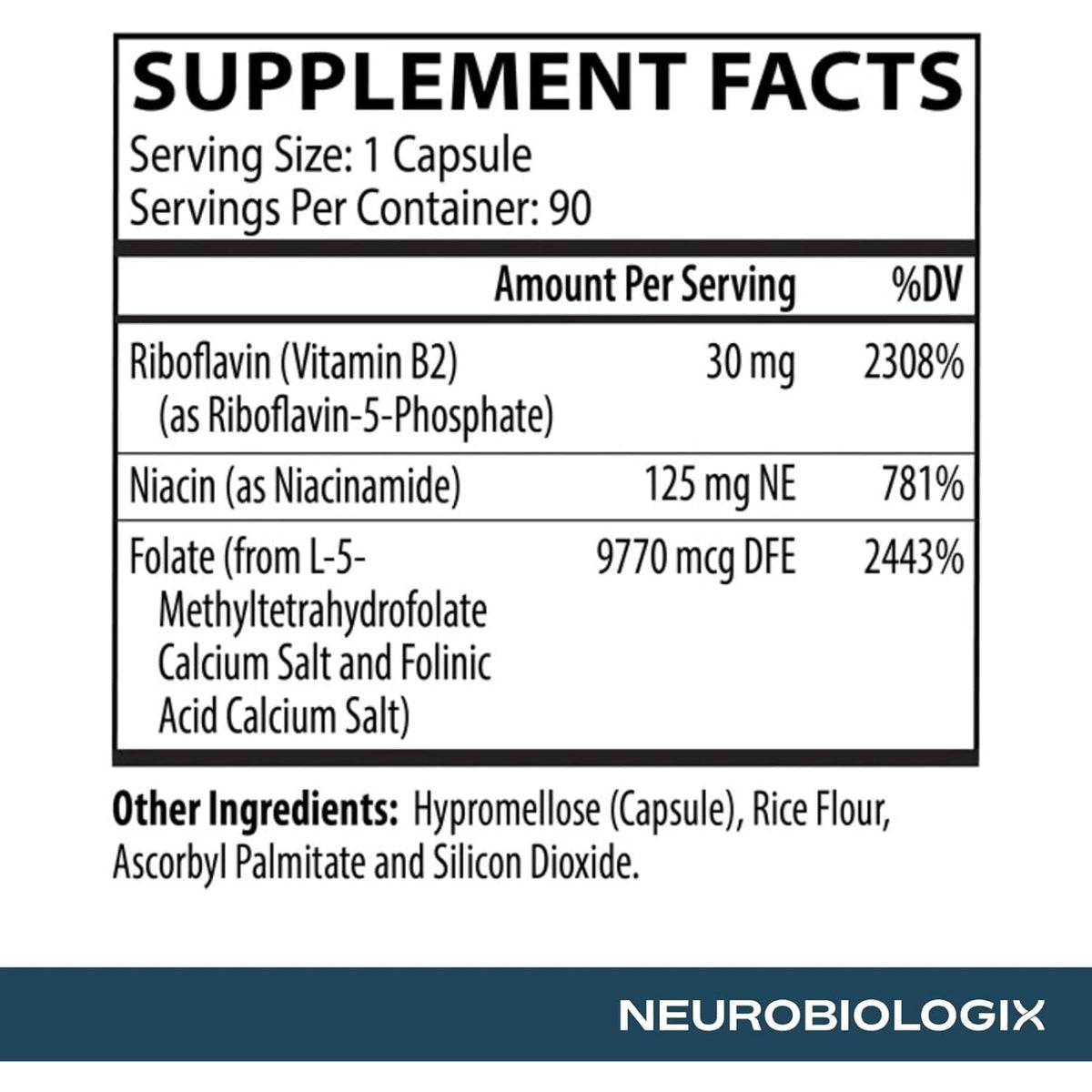 Neurobiologix Methyl Folate Plus, Advanced Blend of L-5 Methylfolate, Folinic Acid & B Vitamins, Supports Healthy Methylation, Brain & Heart Function for Men & Women, Gluten Free, 90 Capsules