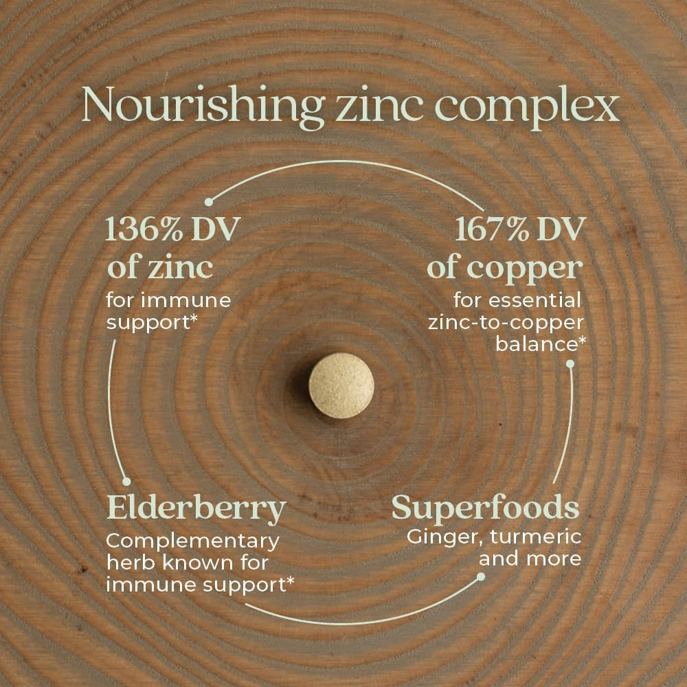 New Chapter Zinc Supplement, Fermented Zinc Complex, ONE Daily for Immune Support + Skin Health, Mineral-Balancing Formula Rich in Copper, Easy to Swallow & Digest, 60 Count (2 Month Supply)