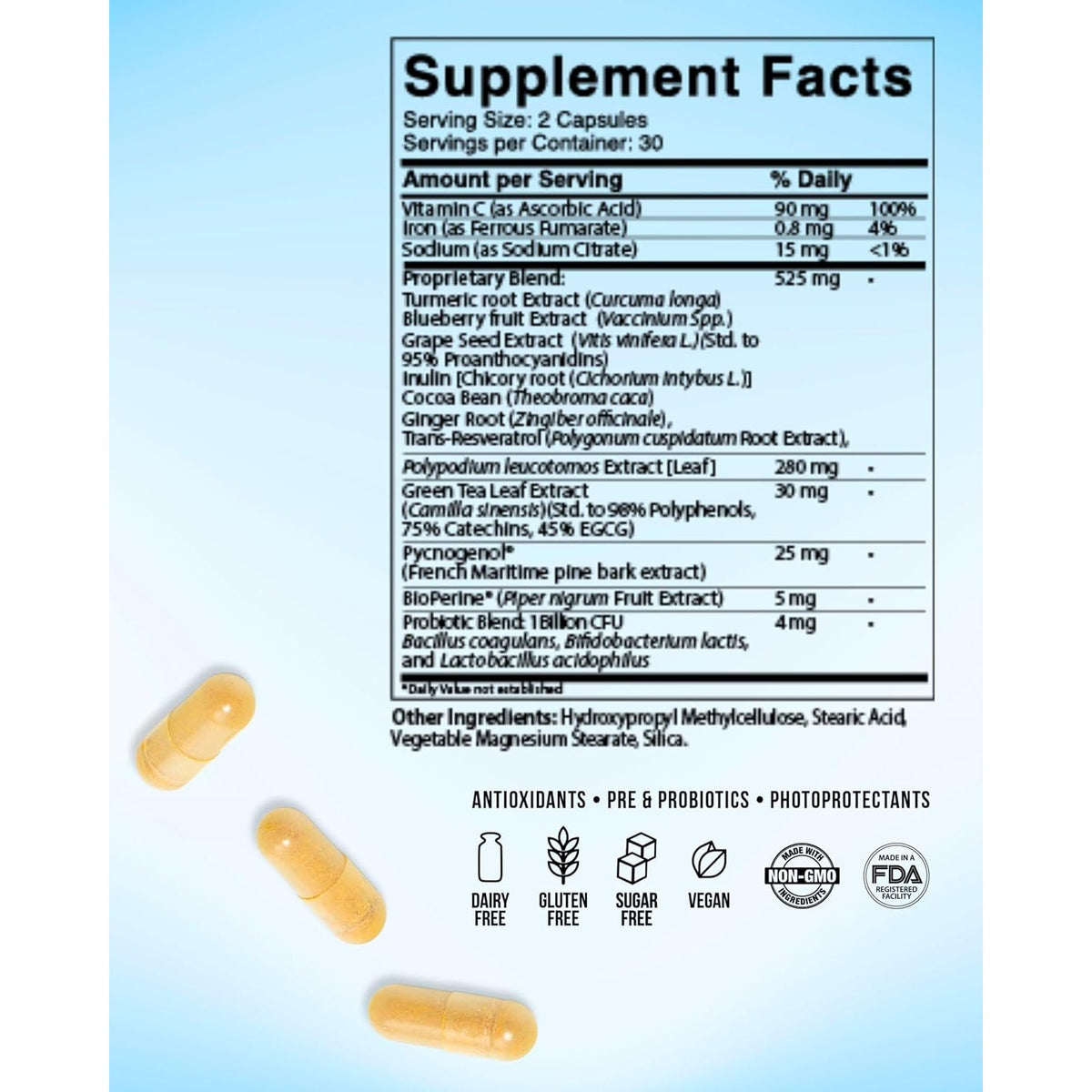 Inner Glow Age Defense Vitamins - Dermatologist and Plastic Surgeon Developed to Fight Photoaging and Melasma, Polypodium Leucotomos Antioxidant Formula – Vegan, Gluten-Free – 60 Capsules