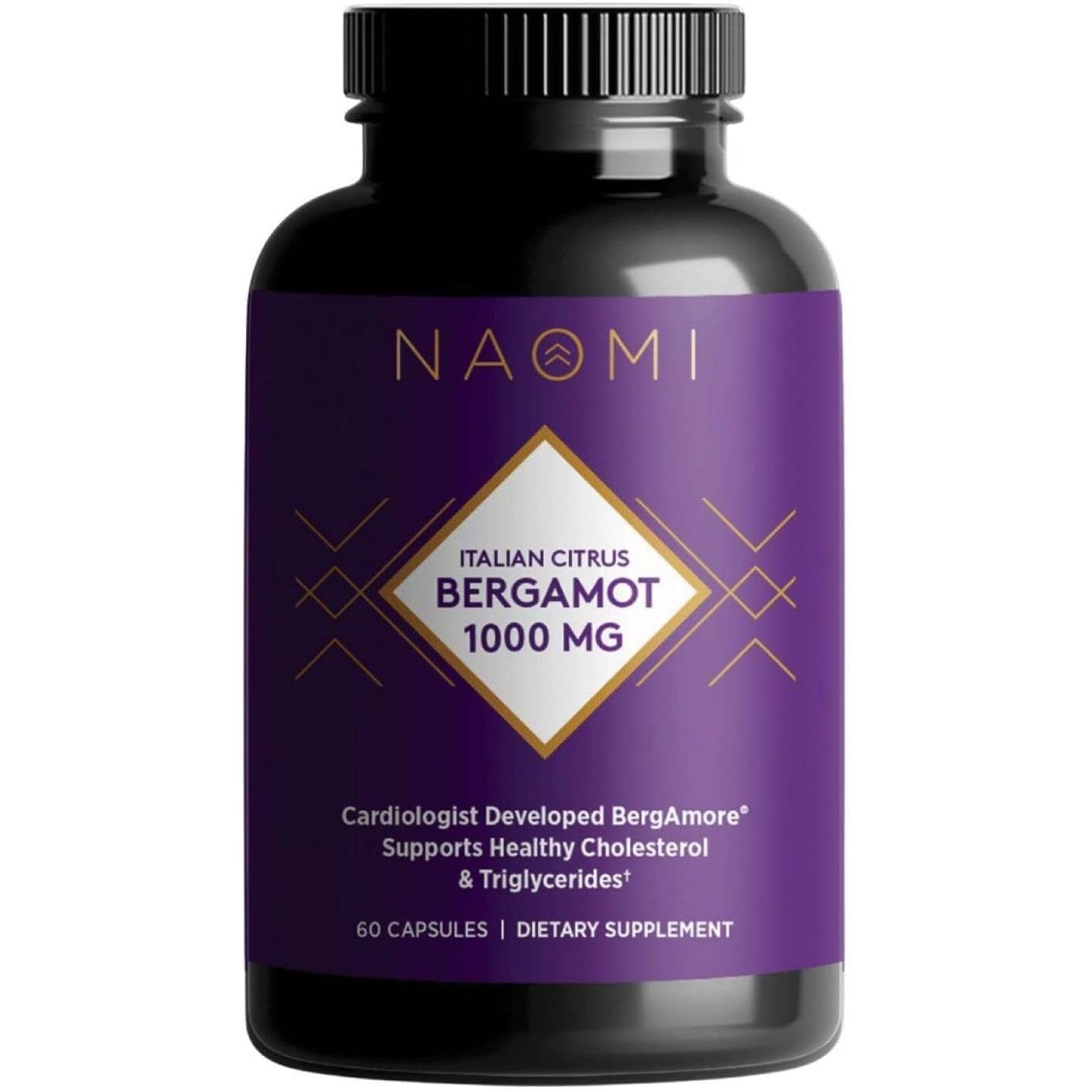 NAOMI Italian Citrus Bergamot 1000Mg Extra Strength - Supports Healthy Cholesterol & Triglyceride Levels Already in Normal Range - Patented Bergamore® Extract, 7 Key Polyphenols, 30-Day Supply