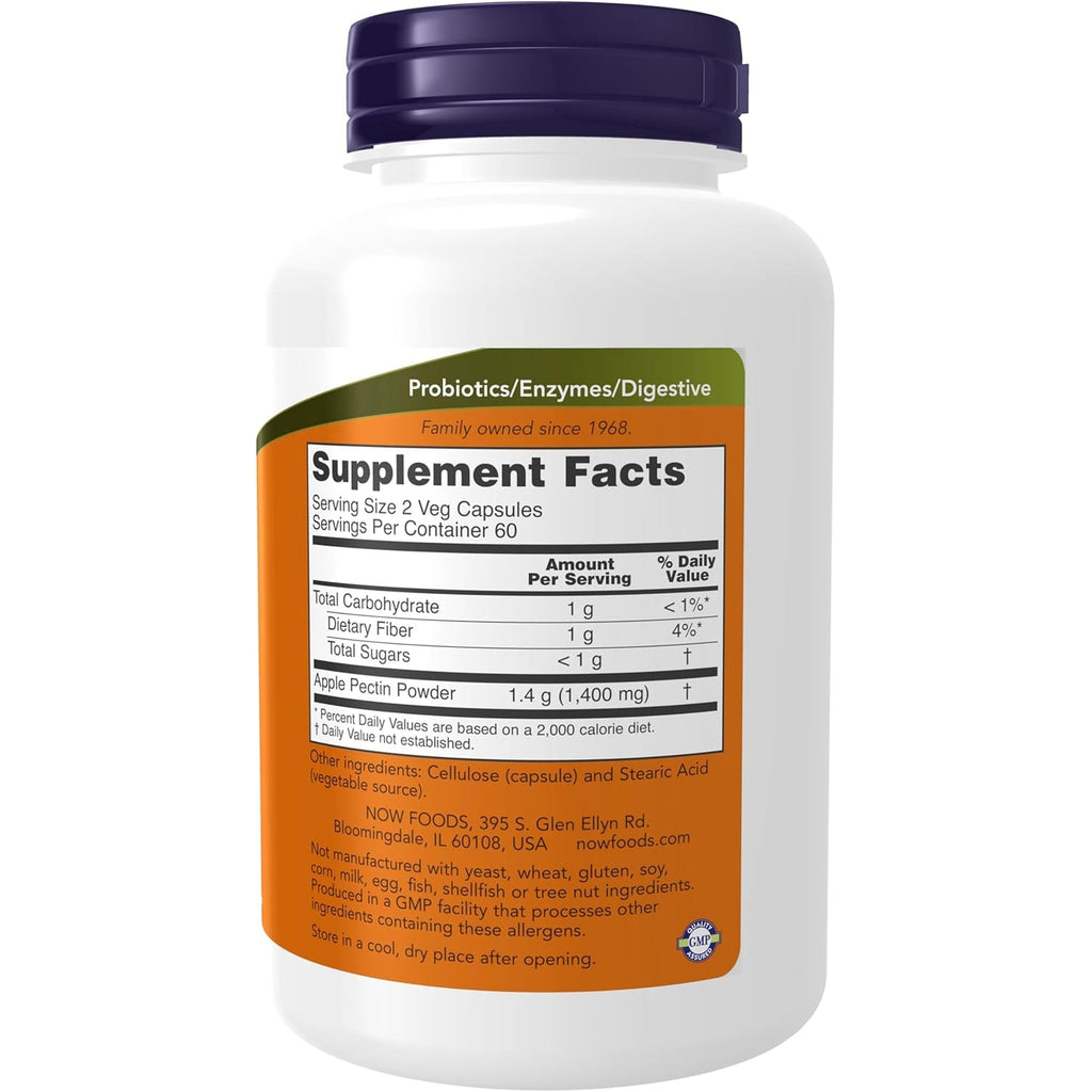 NOW Foods Supplements, Apple Pectin 700 Mg, Dietary Fiber, Intestinal Support*, 120 Veg Capsules