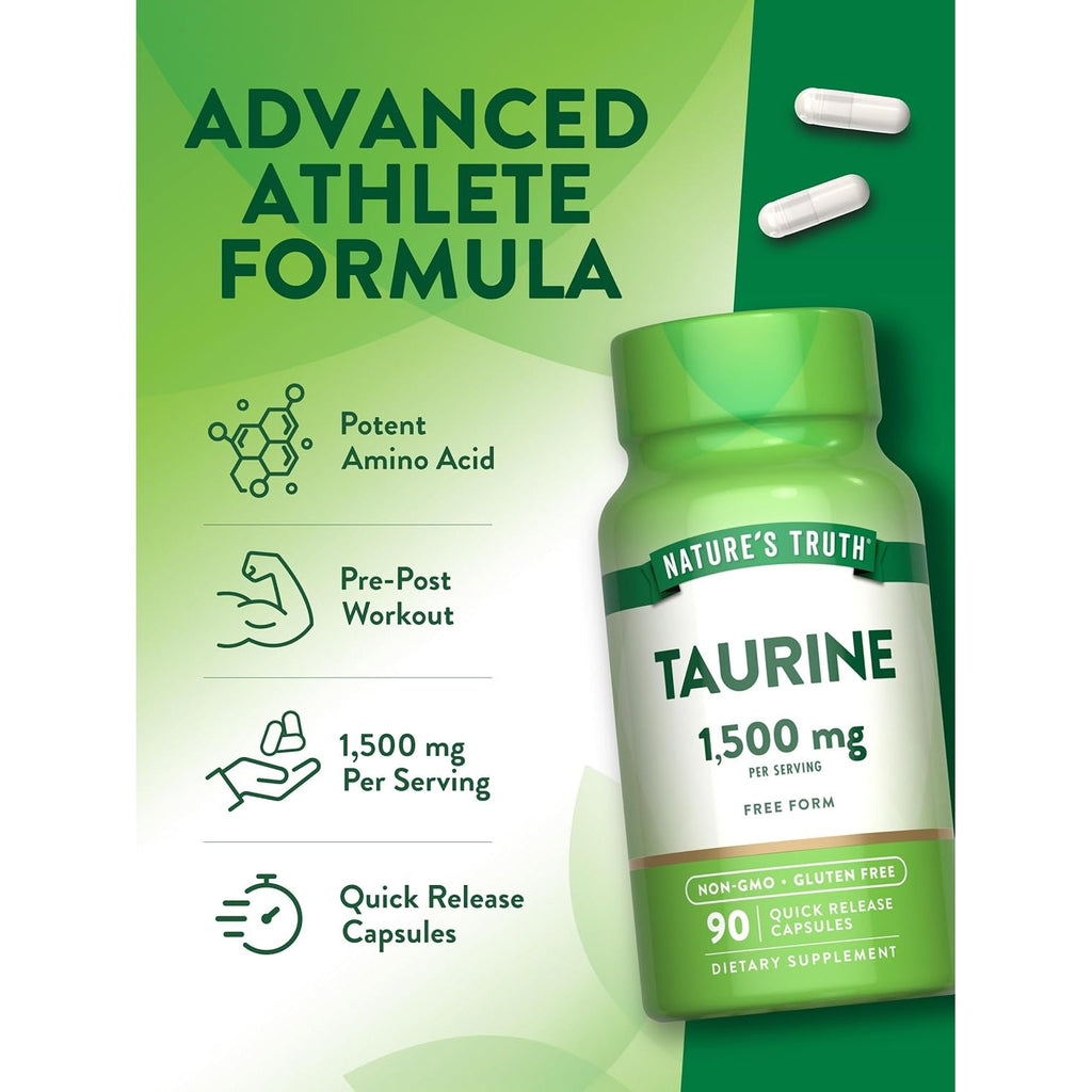 Nature'S Truth Taurine Supplement | 1500Mg | 90 Capsules | Non-Gmo & Gluten Free Amino Acid Supplement
