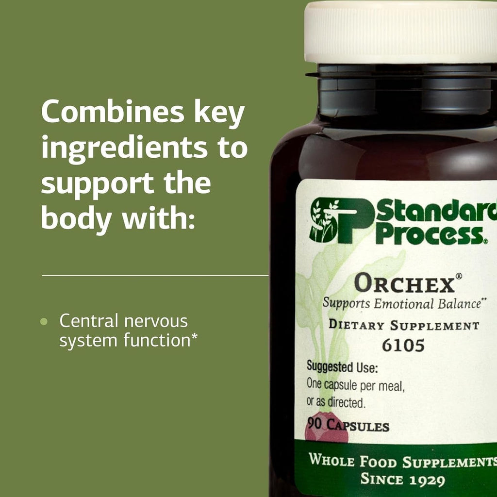 Standard Process Orchex - Nervous System Care Supplement - Excellent Source of Niacin and Vitamin B6 - Non-Dairy & Whole Food-Based - 90 Capsules (90 Servings)