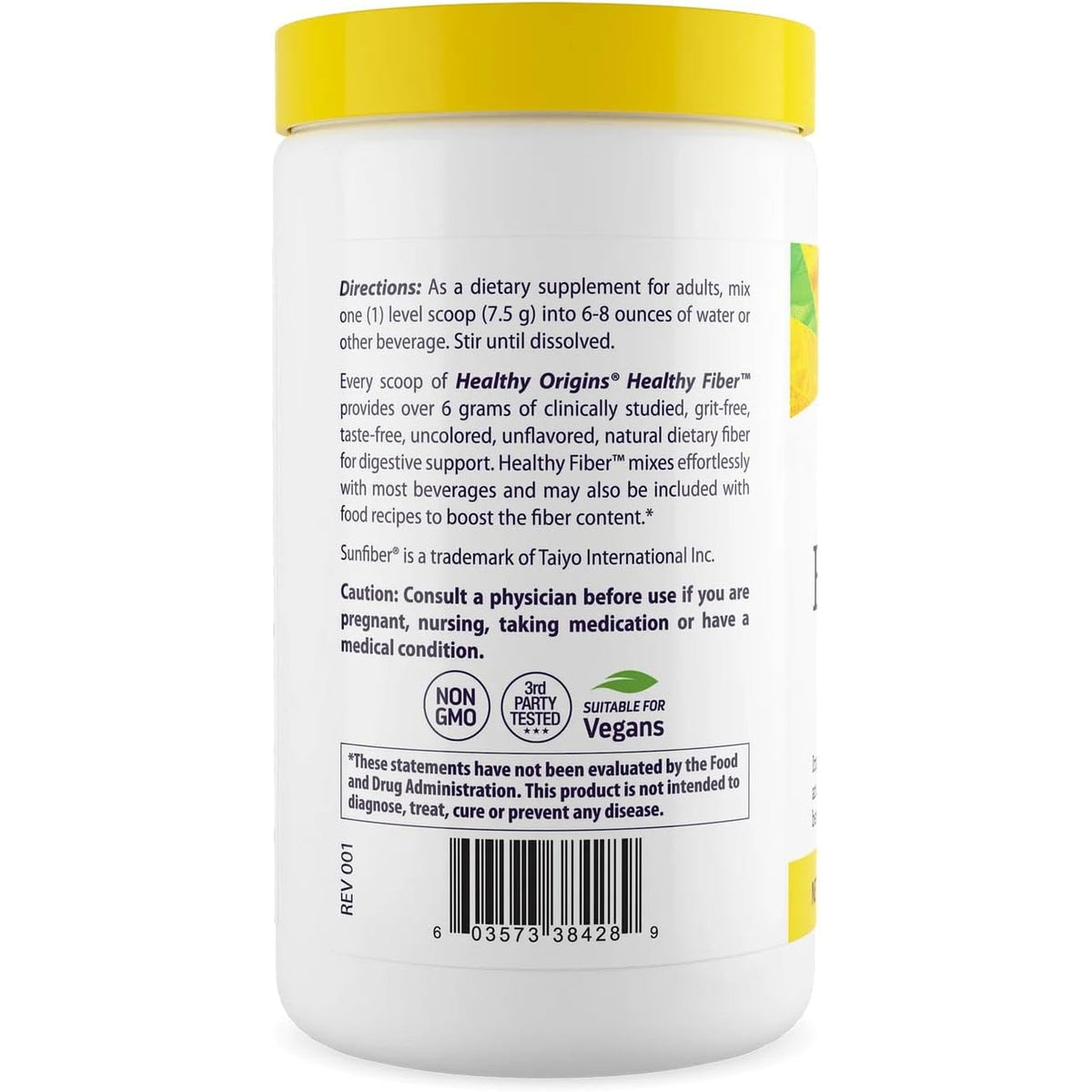 Healthy Origins Healthy Fiber Powder 7.9 Oz (225G) - Featuring Sunfiber Partially Hydrolyzed Guar Gum (PHGG) - Supports Digestive Regularity, Intestinal Health & Prebiotic Care