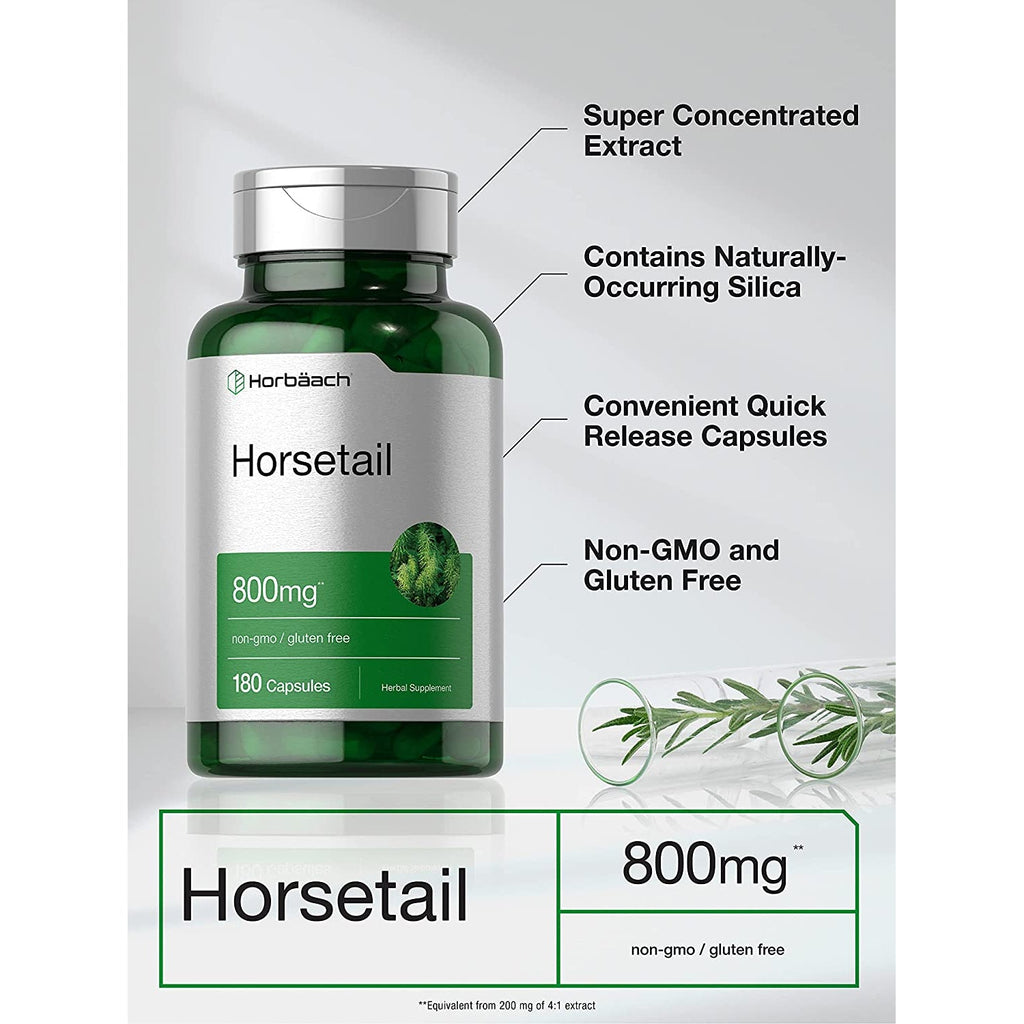 Horbäach Horsetail Supplement | 180 Capsules | Traditional Herbal Extract | Non-Gmo & Gluten Free