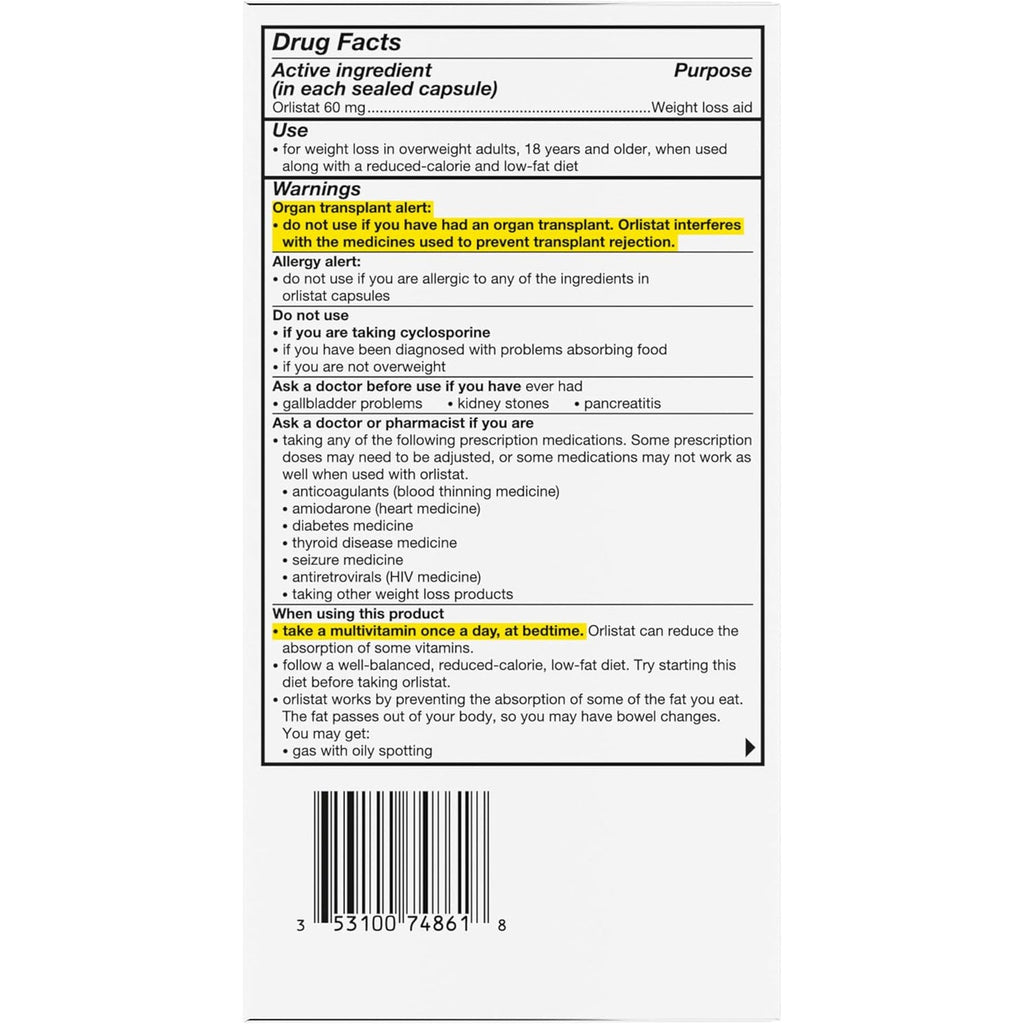 Alli Diet Weight Loss Supplement Pills, Orlistat 60Mg Capsules Starter Pack, Non Prescription Weight Loss Aid, 60 Count(Pack of 1)
