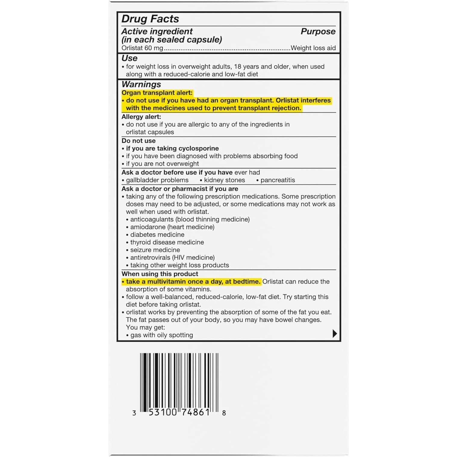 Alli Diet Weight Loss Supplement Pills, Orlistat 60Mg Capsules Starter Pack, Non Prescription Weight Loss Aid, 60 Count(Pack of 1)