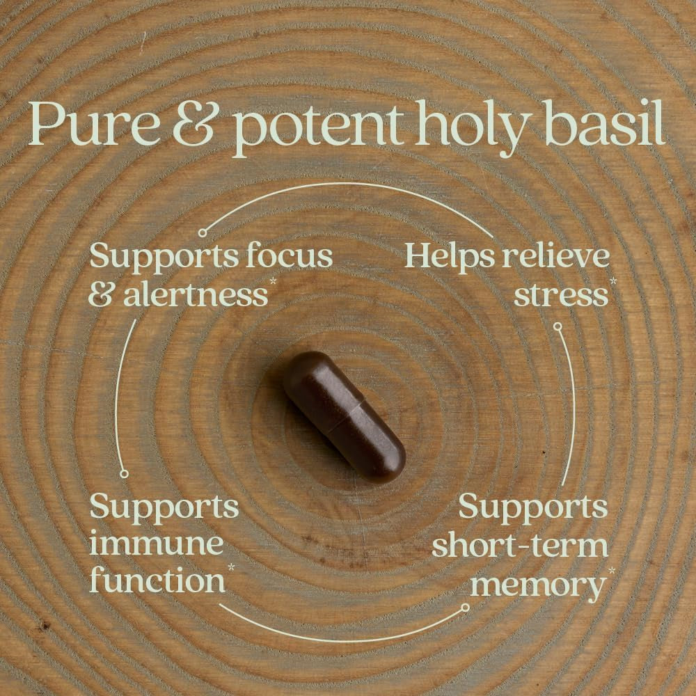 New Chapter Stress Relief Supplement - Holy Basil Force with Supercritical Holy Basil for Stress Support + Immune Support + Non-Gmo Ingredients - Vegetarian Capsules, 120 Count