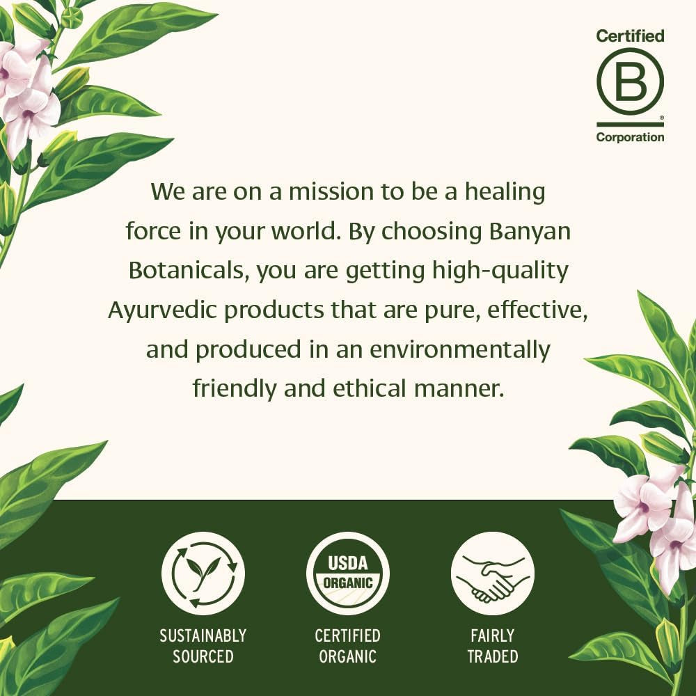 Banyan Botanicals Organic Tranquil Mind – Nervous System Support & Physical Relaxation Supplement – with Skullcap, Passionflower & Gotu Kola – Non-Drowsy Systemic Grounding – 90 Tablets – USDA Organic