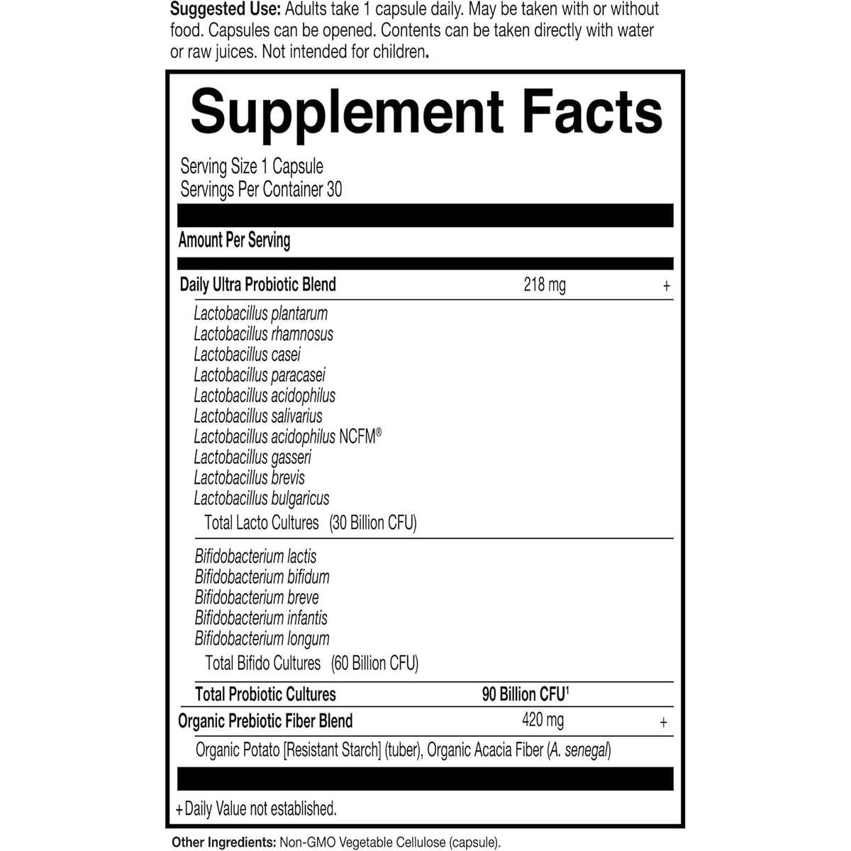 Garden of Life Dr. Formulated Probiotics Once Daily Ultra - 90 Billion CFU - Daily Probiotic for Colon & Immune Support - 30 Vegetarian Capsules