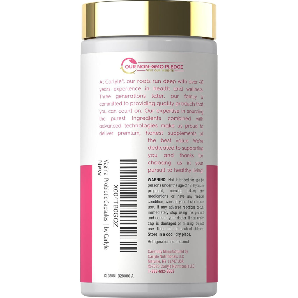 Carlyle Vaginal Probiotics for Women | 60 Capsules | with Prebiotics | Supports Healthy Odor, Ph, Yeast Balance, and Flora | Vegan, Non-Gmo, Gluten Free | for Her