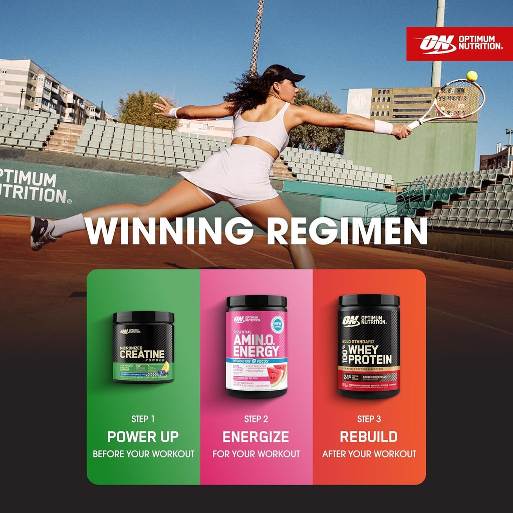 Optimum Nutrition Amino Energy Powder plus Focus, with BCAA, Electrolytes, and Caffeine, Watermelon, 30 Servings (Packaging May Vary)