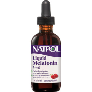 Natrol Liquid Melatonin 1 Mg, Adult Melatonin Supplement to Fall Asleep Faster and Stay Asleep Longer, Wake up Refreshed, 2 FL OZ Berry-Flavored Liquid, 15 Servings