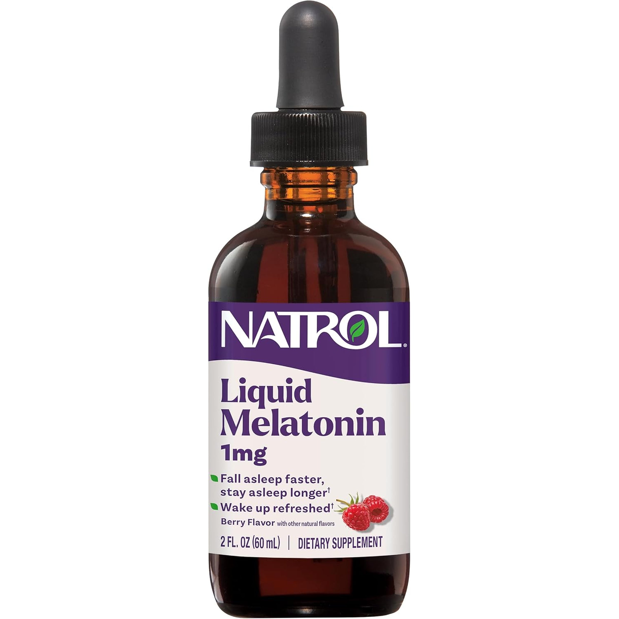 Natrol Liquid Melatonin 1 Mg, Adult Melatonin Supplement to Fall Asleep Faster and Stay Asleep Longer, Wake up Refreshed, 2 FL OZ Berry-Flavored Liquid, 15 Servings