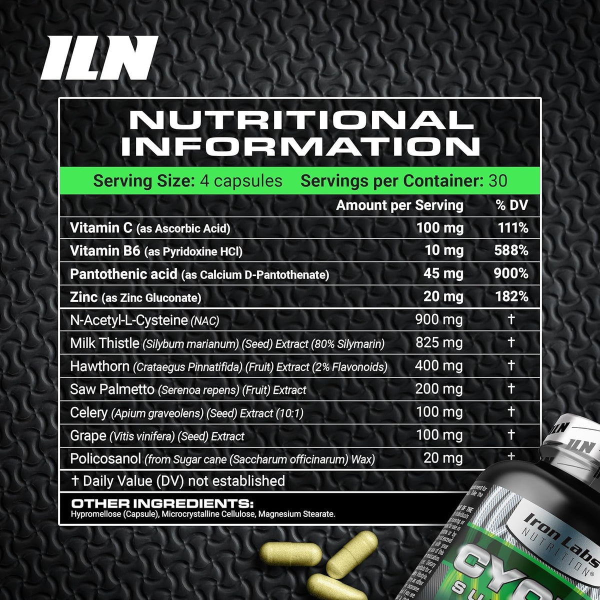 Iron Labs Nutrition: Cycle Support plus NAC (N-Acetyl-L-Cysteine) - on Cycle Support Supplements for Men - N Acetyl L Cysteine and Milk Thistle (120 Capsules)