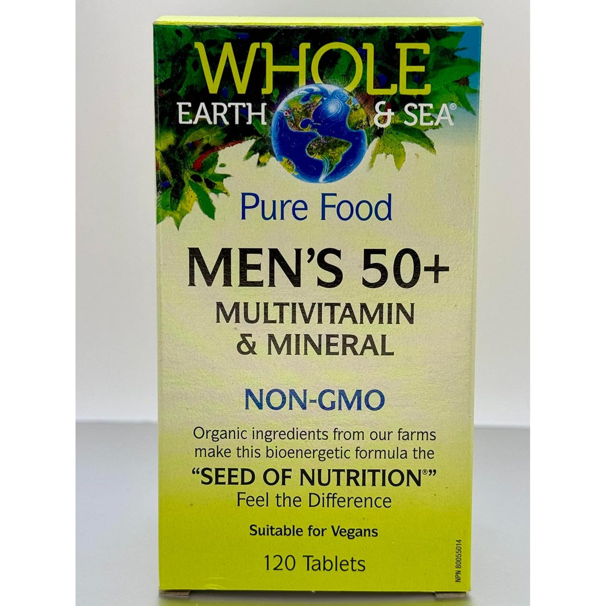 Natural Factors Whole Earth & Sea Men'S 50+ Multivitamin & Mineral - Daily Nutritional Support Multivitamin - Supports Brain Health & Immune System Function - Vegan - 120 Tablets (60 Servings)