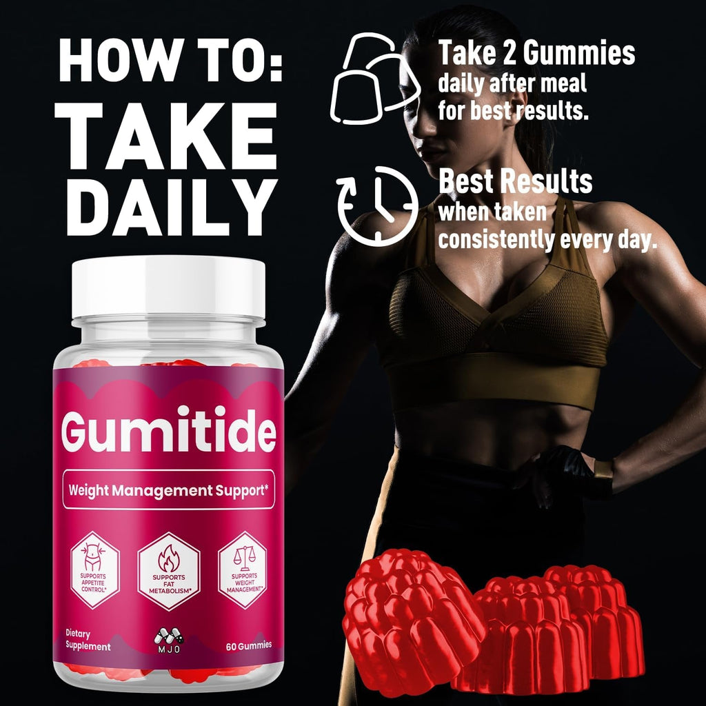Gumitide Gummies, Official Gumitide Weight Management Gummys with Apple Cider Vinegar, Advanced Health and Wellness Formula ACV Gummys with Maximum Strength Active Lifestyle Multivitamins (60 Gummies)