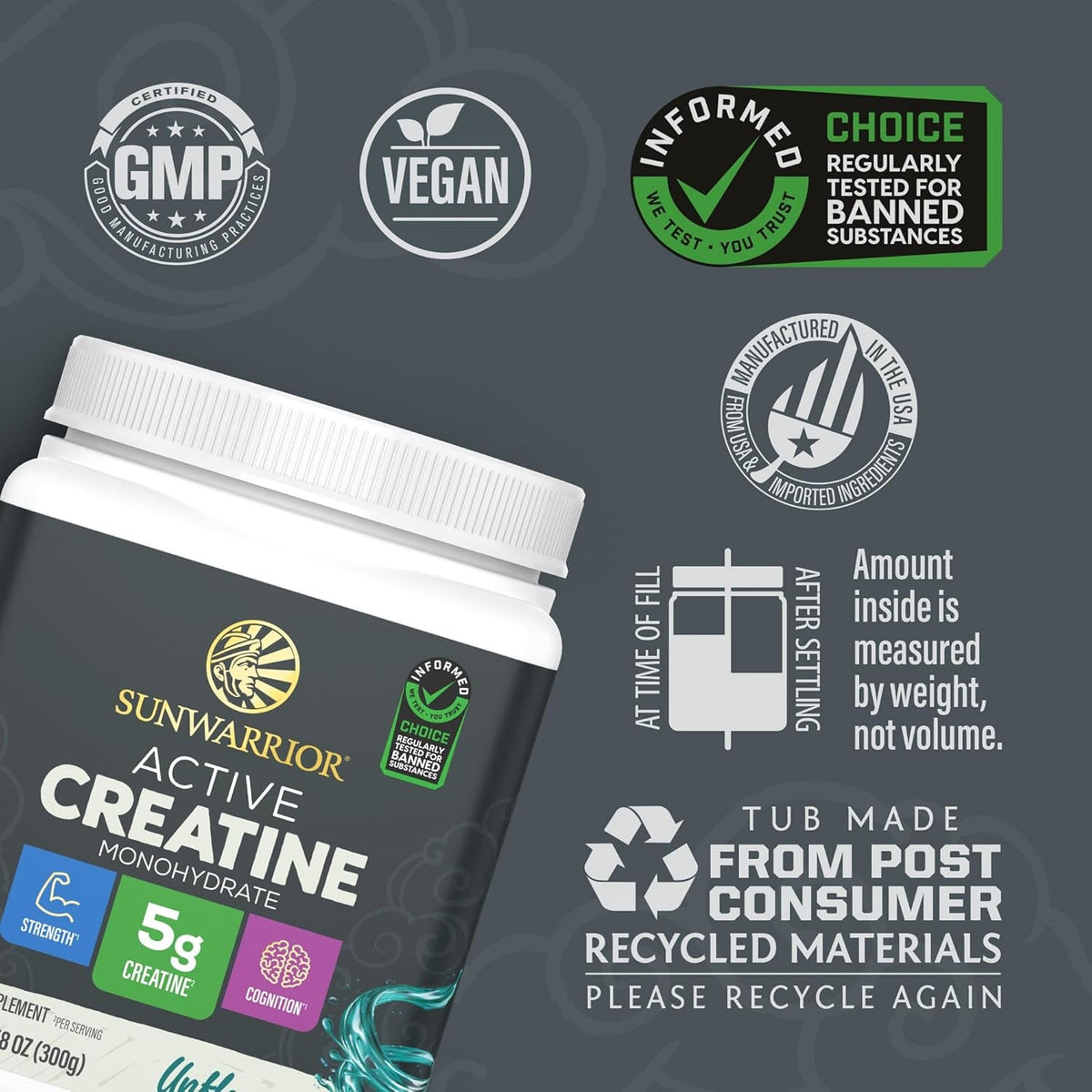 Creatine Monohydrate Powder Micronized Preworkout Recovery Supplement | Support Muscle Building Strength Training Cognition | Vegan & Keto Friendly Easily Mixes (60 Serving) Unflavored Active Creatine