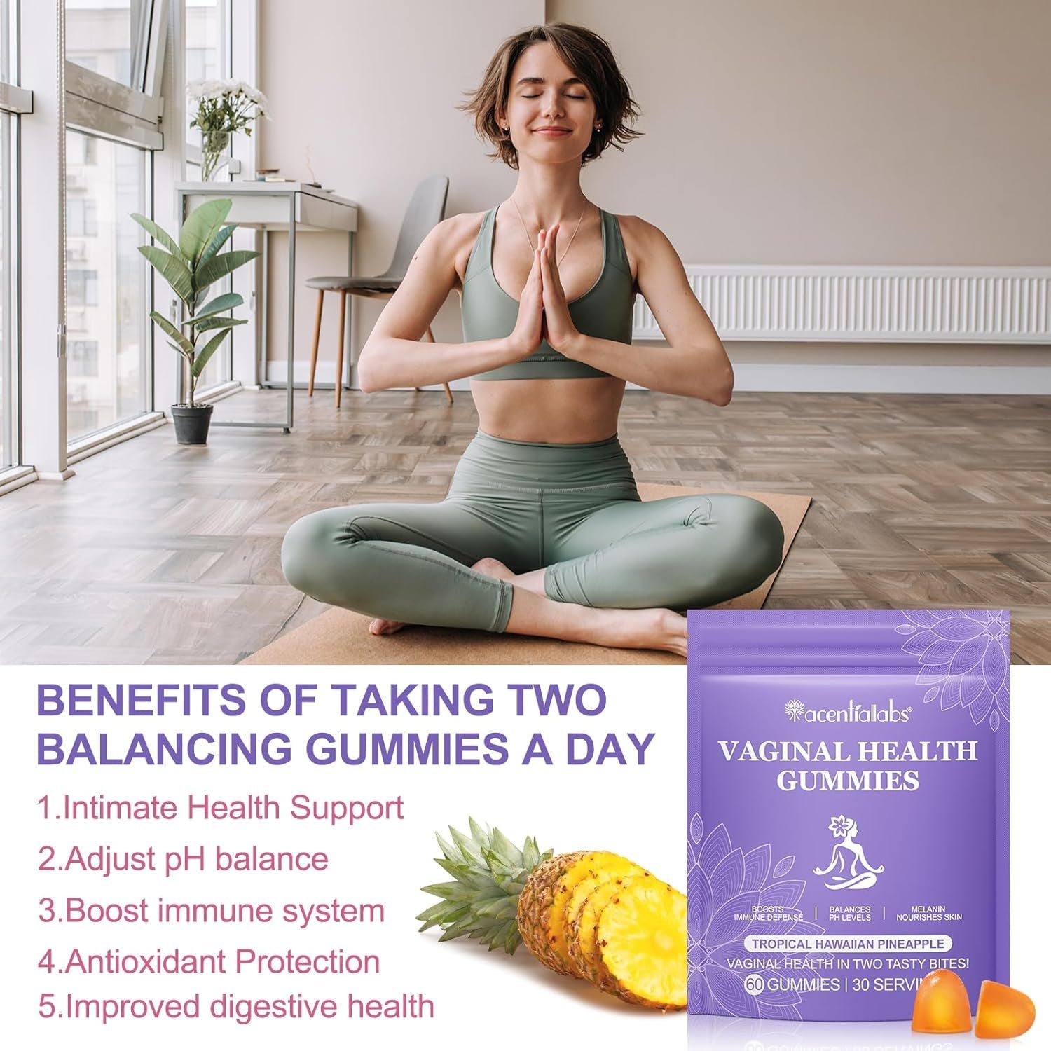 Vaginal Probiotics for Women, Vital Source Feminine Gummies, Ph Balance for Women, Premium Feminine Balance Gummies, Promotion of Womens Health - 60Gummies