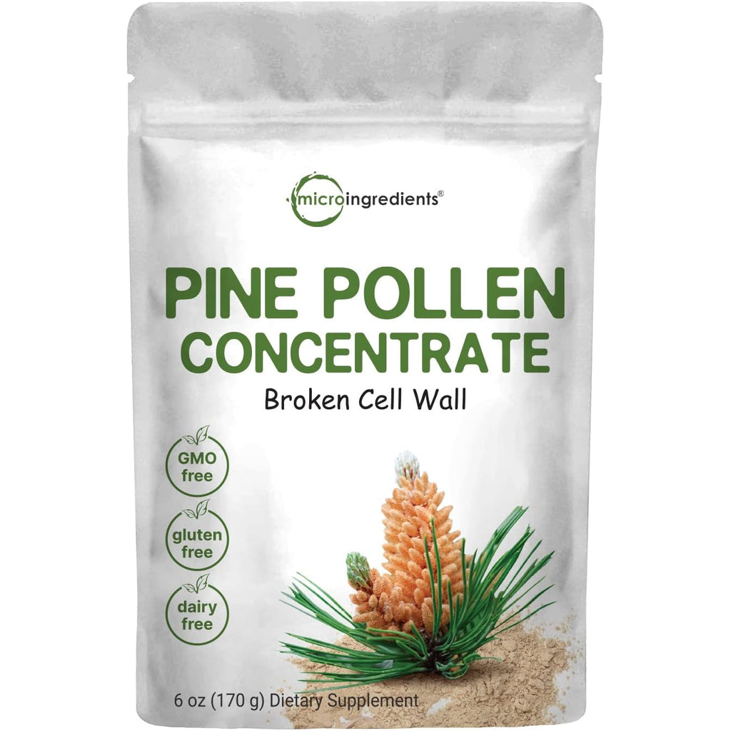 Pure Pine Pollen Powder, 6 Ounce, Wild Harvest an Broken Cell Wall, Supports Immune System Health, Boosts Energy, Antioxidant & Androgenic, No Gmos, Vegan Friendly