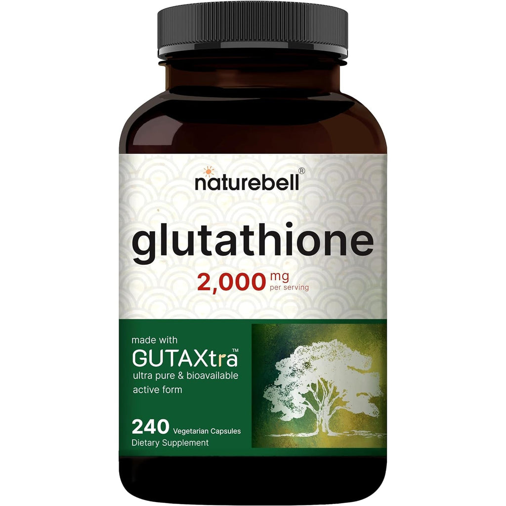 Naturebell Glutathione Supplement 2,000Mg per Serving, 240 Veggie Capsules | 98%+ Purity Verified, Bioavailable Reduced Glutathione Pills, Active Form, Master Antioxidant – Vegan Friendly & Non-Gmo