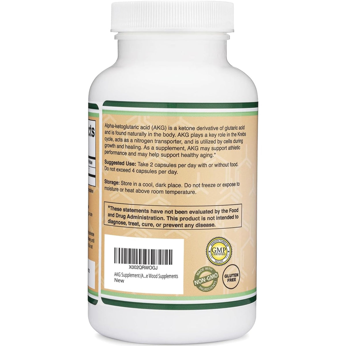 AKG Supplement (Alpha Ketoglutaric Acid) 1,000Mg per Serving (180 Capsules) Different and May Be More Effective than AAKG (Recently Studied for Healthy Aging Properties) Gluten Free by Double Wood