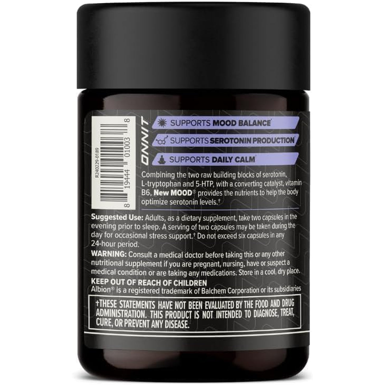 ONNIT New Mood Daily Stress Support Capsules, IGEN™ Non-Gmo Tested, Sleep and Mood Support Supplement for Men and Women, Daily Stress Management Capsules, 30 Count