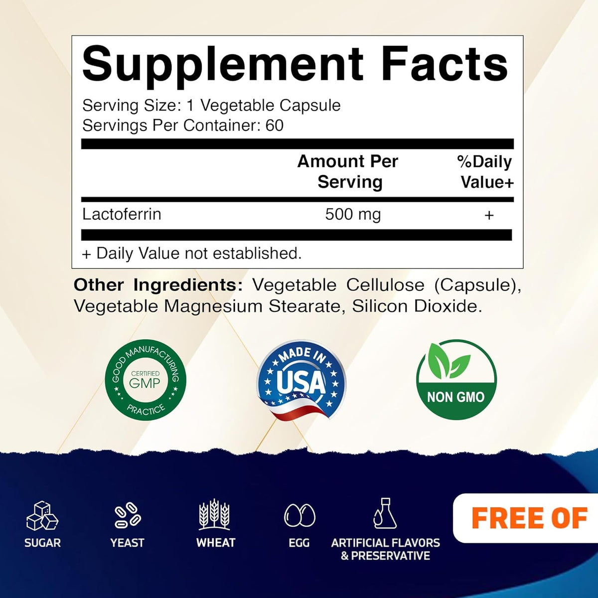 Vitamatic Lactoferrin 500Mg – 60 Vegetable Capsules Promotes Healthy Immune Function