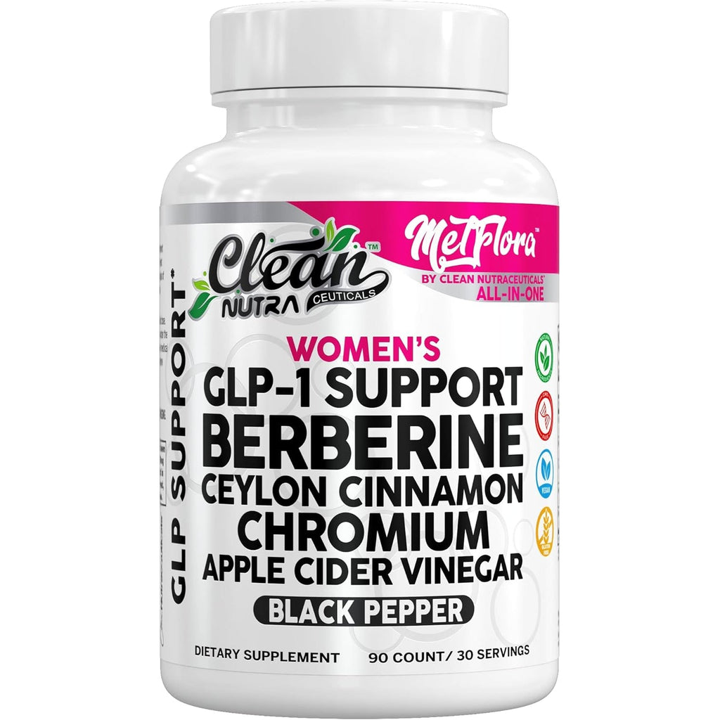 Berberine 1500Mg Supplement with Apple Cider Vinegar Capsules - Women'S GLP-1 Support with Ceylon Cinnamon, Chromium Picolinate & Black Pepper Extract - Metabolic Wellness - 90 Vegetarian Capsules