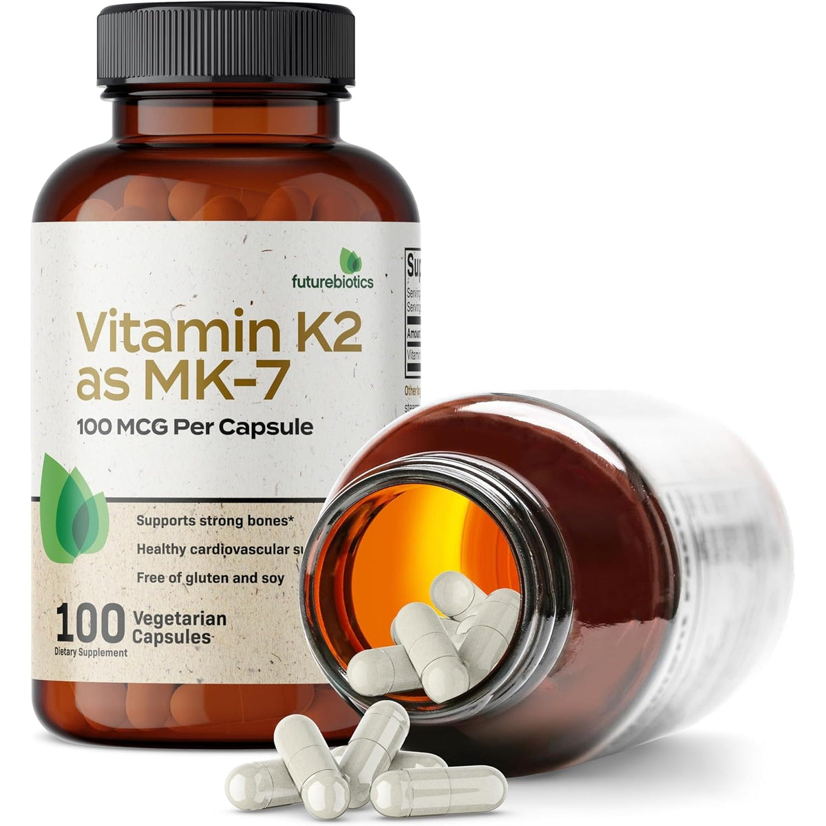 Futurebiotics Vitamin K2 as MK-7 100 Mcg, Supports Strong Bones - Non-Gmo, 100 Vegetarian Capsules
