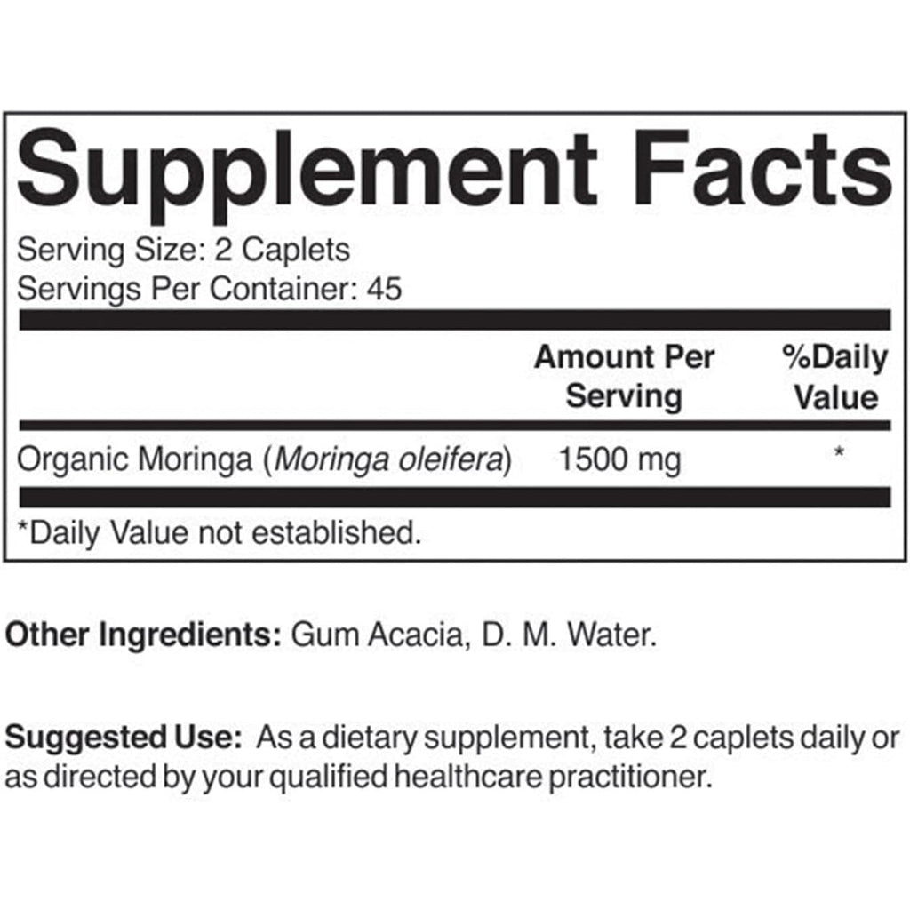 Brieofood Organic Moringa 1500Mg, 45 Servings, Vegetarian, Gluten Free, 90 Vegetarian Tablets