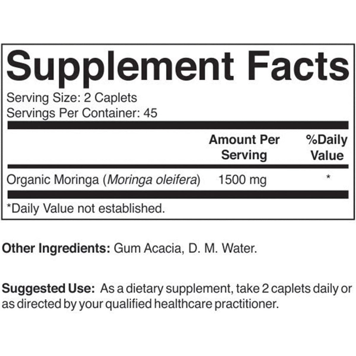 Brieofood Organic Moringa 1500Mg, 45 Servings, Vegetarian, Gluten Free, 90 Vegetarian Tablets