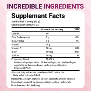 Dr. Berg Multi Collagen Peptides Powder Types I, II, III, V, X - Unflavored Collagen Powder W/ 14 G of Protein - Grass-Fed, Pasture-Raised & Wild-Caught Collagen Sources - 25 Servings