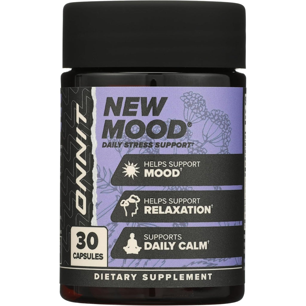ONNIT New Mood Daily Stress Support Capsules, IGEN™ Non-Gmo Tested, Sleep and Mood Support Supplement for Men and Women, Daily Stress Management Capsules, 30 Count