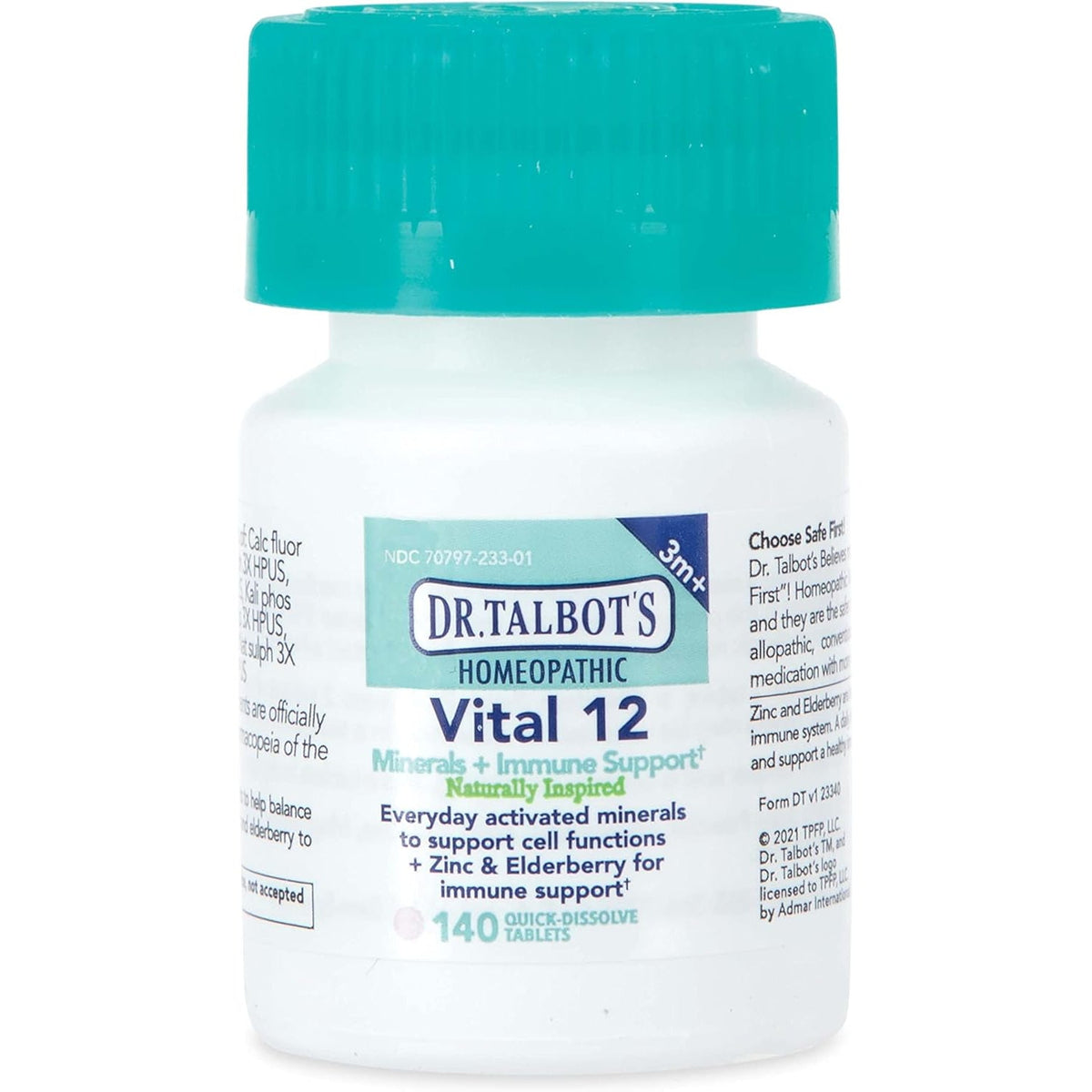Dr. Talbot'S Vital 12 Tablets, Naturally Inspired, Minerals and Immune Support, Quick Dissolve, 140 Count