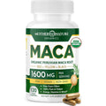 Mother Nature Organic Maca Root Capsules – 1600Mg, 120 Vegan Capsules – Non GMO Peruvian Yellow, Red & Black Maca for Men & Women - Energy, Hormone, Brain & Weight Well-Being